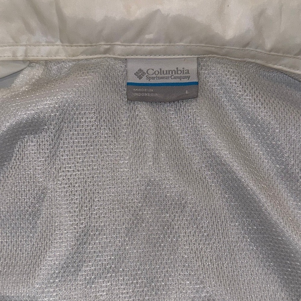 Columbia Sportswear White Windbreaker Jacket Mesh Lined Full Zip Large - Picture 3 of 5